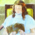 1908 - Young Girl Reading - Pastel on oatmeal paper on linen